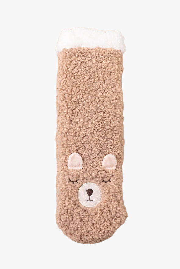 Fluffy Animal Socks Brown