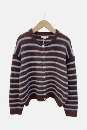 Manon Cardigan Coffee/Blue