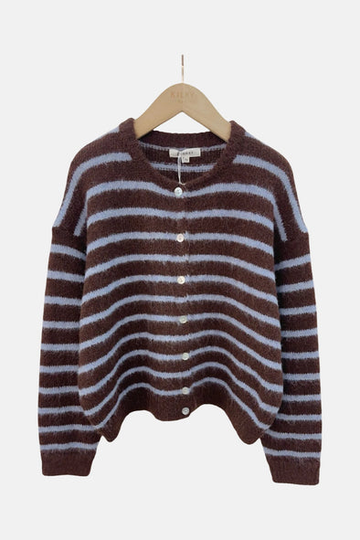 Manon Cardigan Coffee/Blue