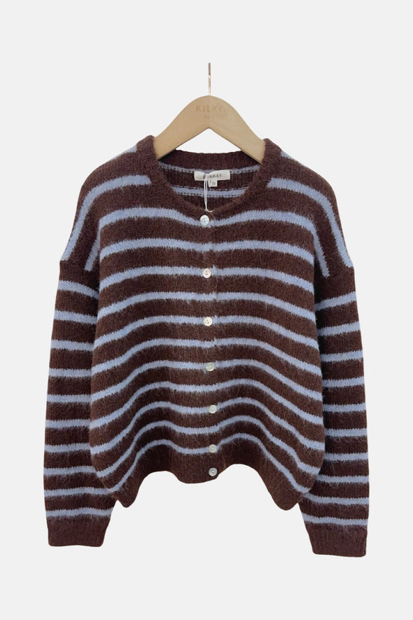 Manon Cardigan Coffee/Blue