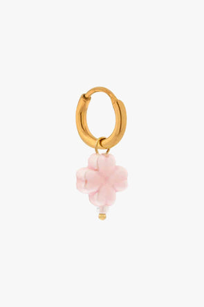 Single Pink Clover Hoop Gold