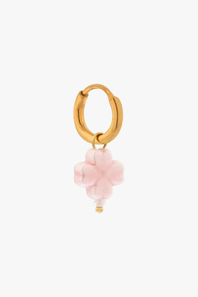 Single Pink Clover Hoop Gold