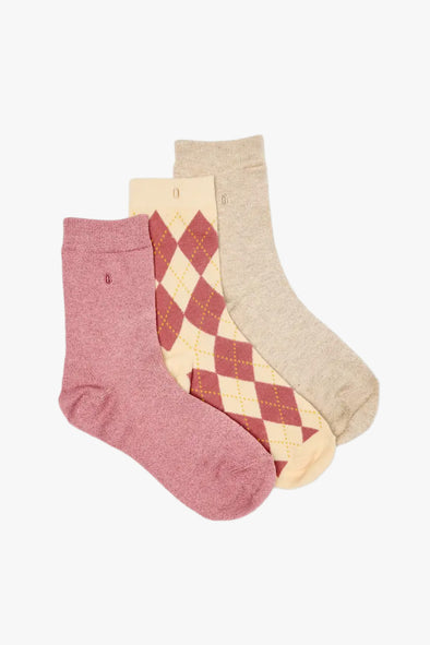 Glitter Pink/ Check Beige Socks