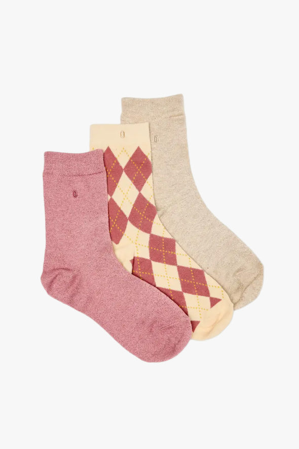Glitter Pink/ Check Beige Socks