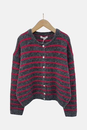 Manon Cardigan Grey/Cherry