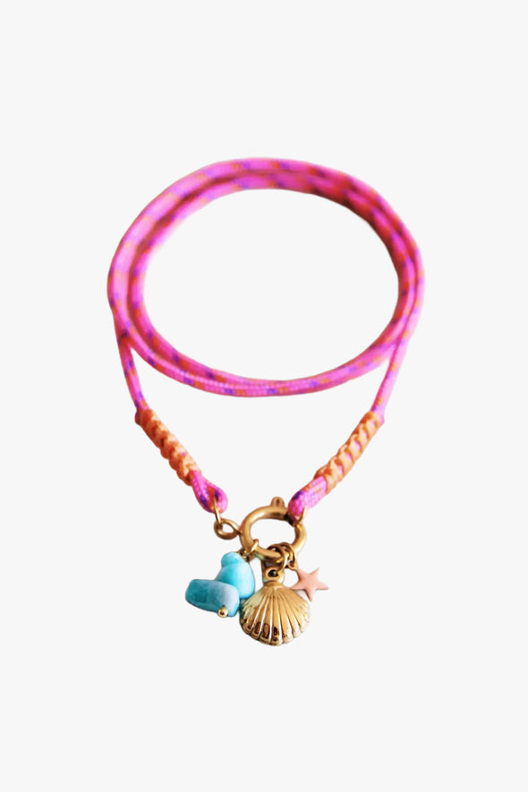 Surf Necklace with Charms Pink/Orange