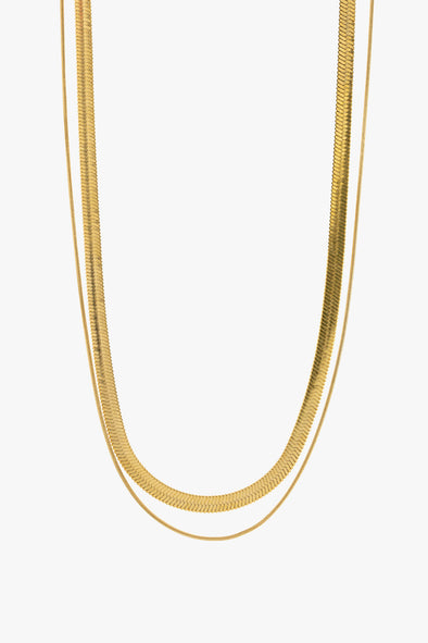 Ivy Double Snake Chain Necklace Gold