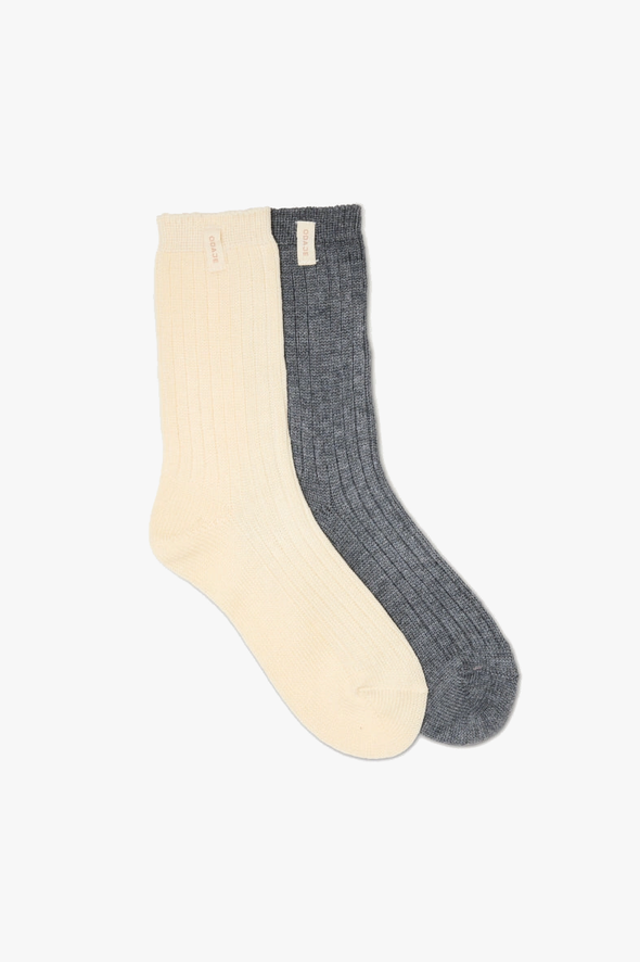 Thick Grey & Ecru Socks Set