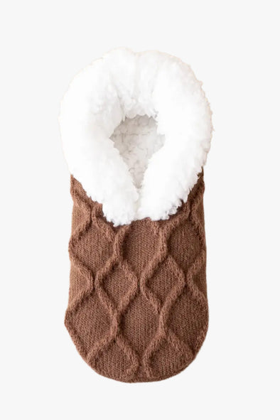 Fuzzy Knitted Socks Brown