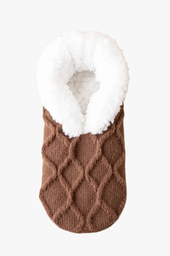 Fuzzy Knitted Socks Brown