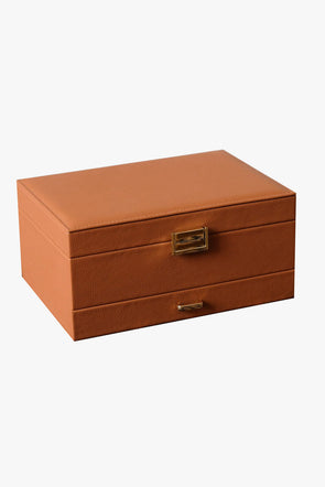 Denise Cognac Leather Jewelry Box