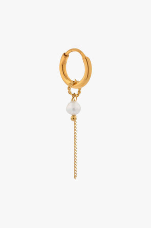 Pearl Chain Hoop Gold