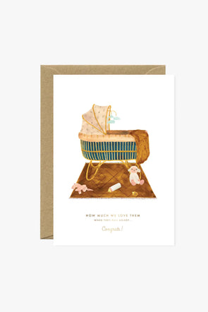 Gold Foil Baby Card Natural White