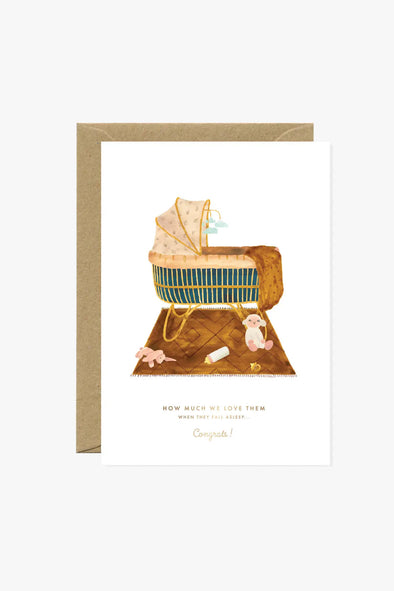 Gold Foil Baby Card Natural White