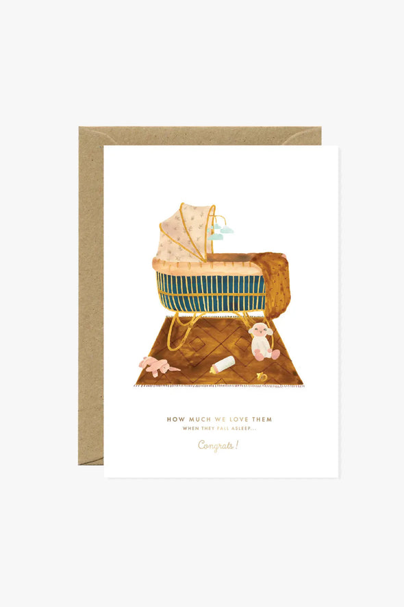 Gold Foil Baby Card Natural White