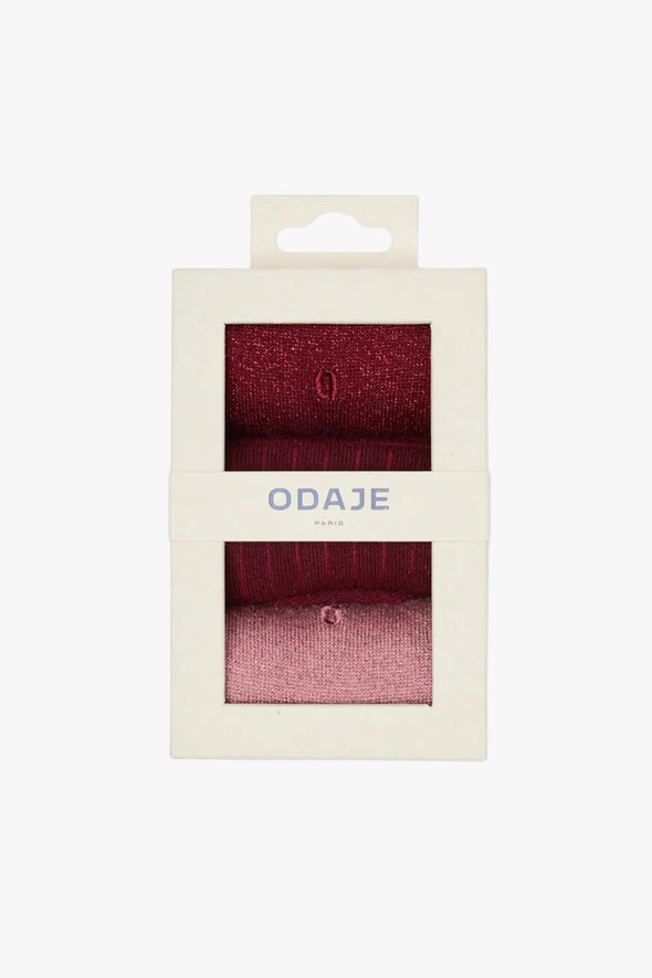 Burgundy & Pink Glitter Socks