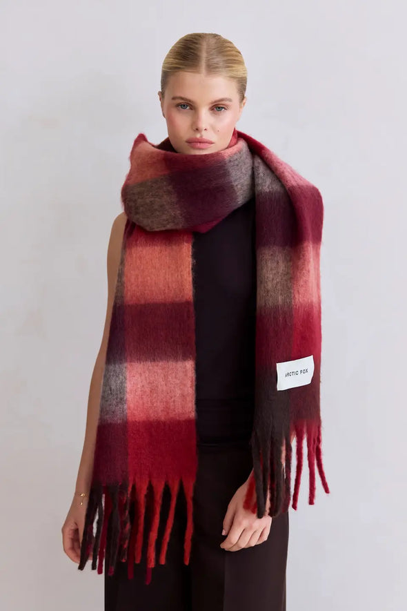 The Reykjavik Scarf Burgundy Check