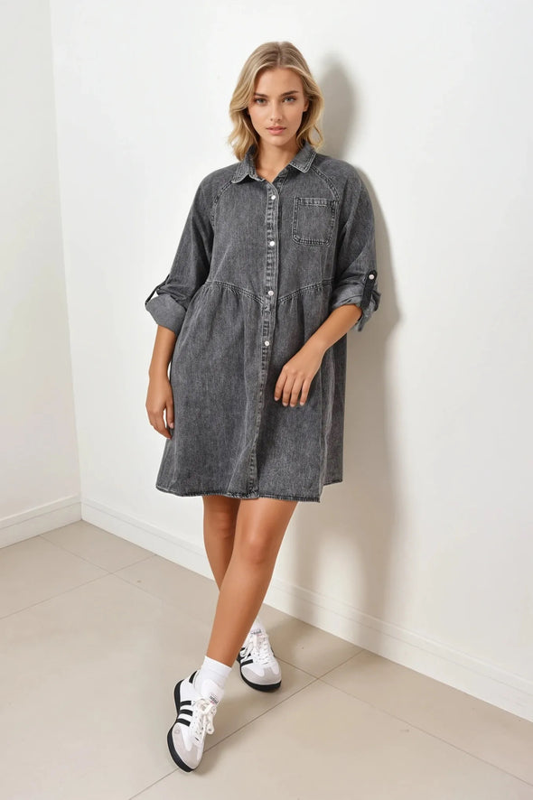 Sienne Denim Dress Grey