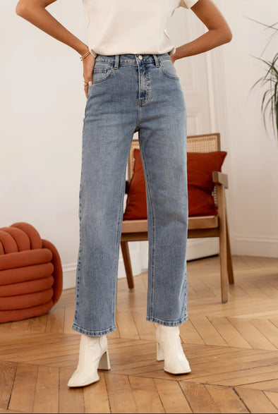 Solange Denim High Straight Medium Blue