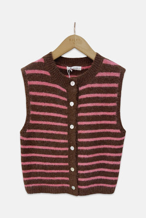 Elori Knit Vest Coffee/Rose