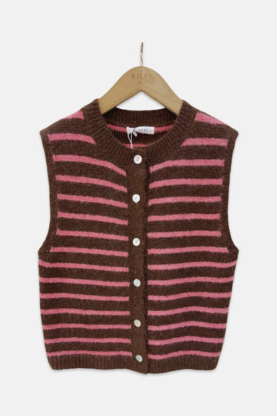 Elori Knit Vest Coffee/Rose