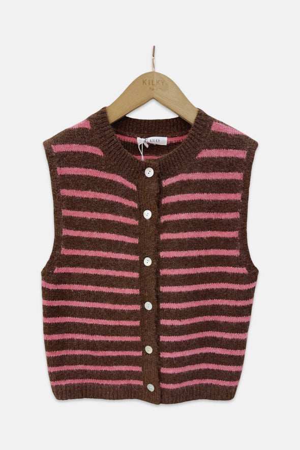 Elori Knit Vest Coffee/Rose
