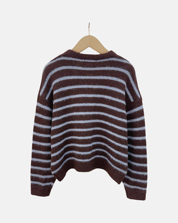 Manon Cardigan Coffee/Blue