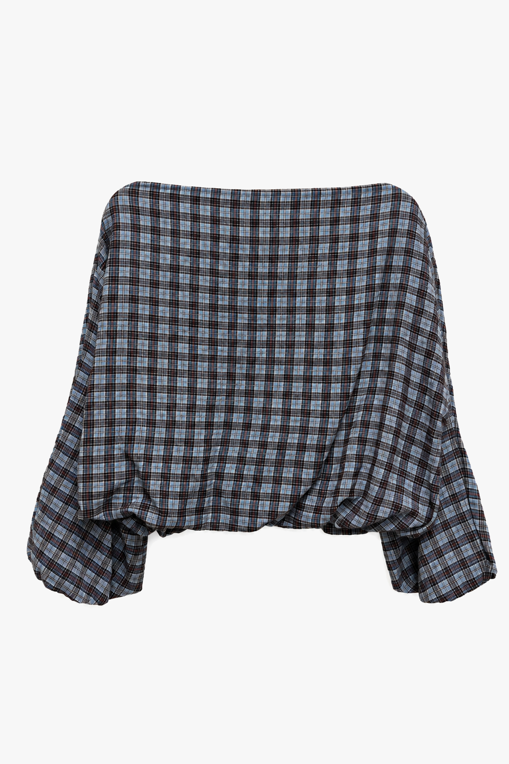 Jean Check Blouse Navy