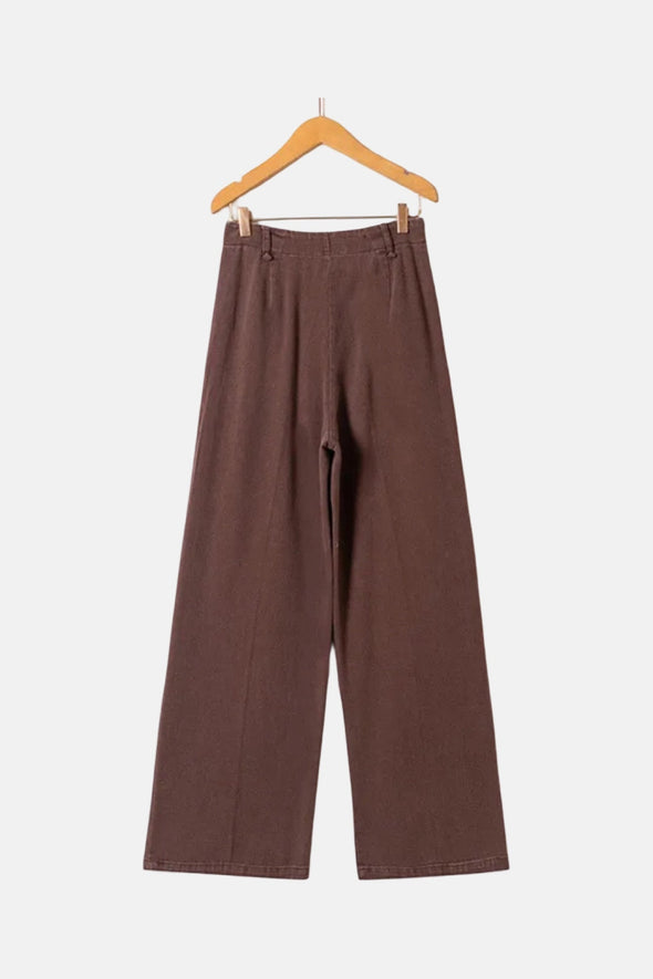 Janine Pleated Denim Hazelnut