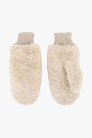 Fran Faux Fur Mittens Beige