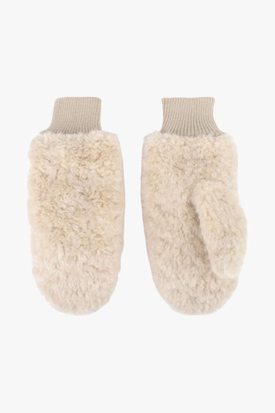 Fran Faux Fur Mittens Beige