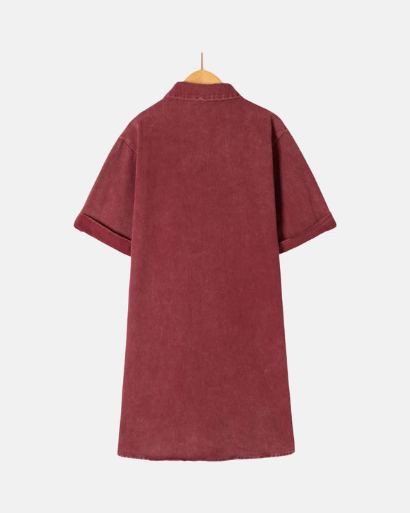 Castille Denim Dress Bordeaux