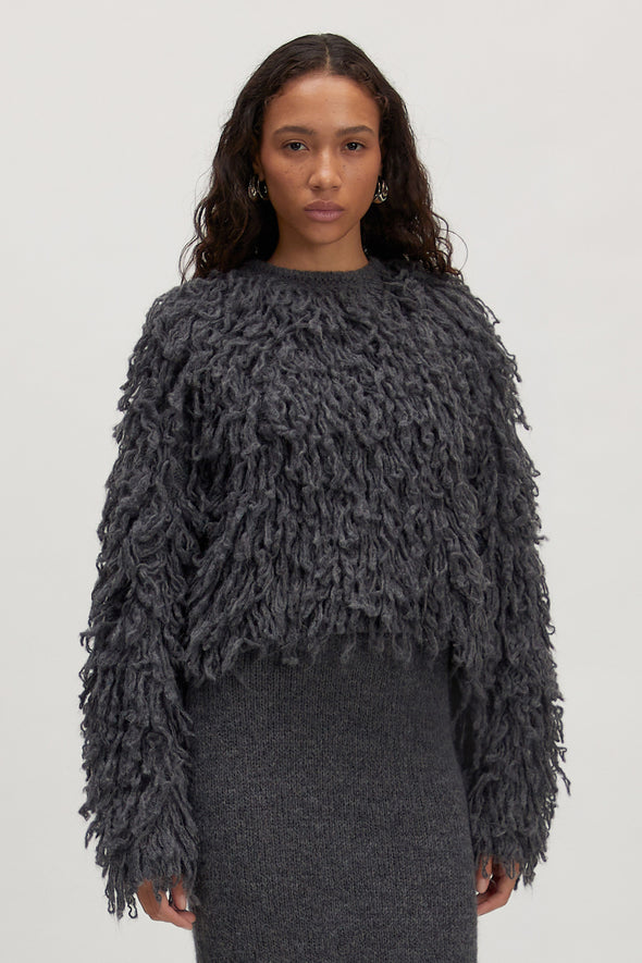 Bo Alpaca Wool Knit Dark Grey Melange