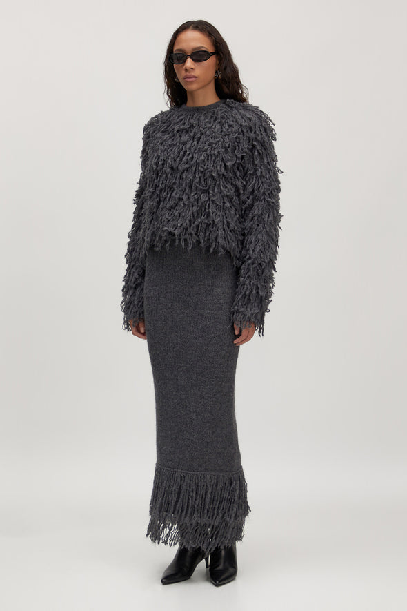 Bo Alpaca Wool Knit Dark Grey Melange