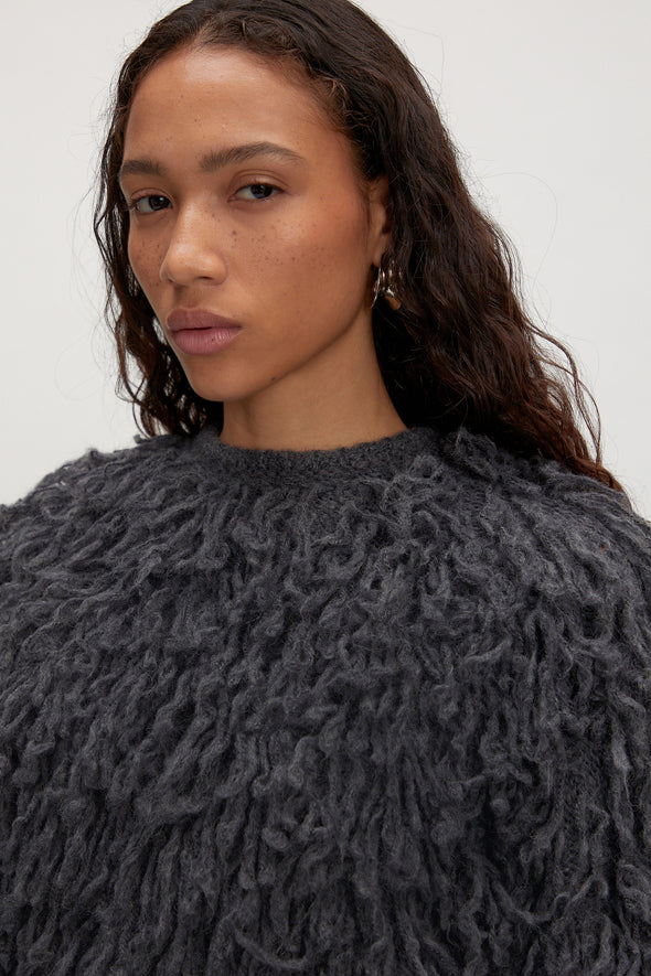 Bo Alpaca Wool Knit Dark Grey Melange