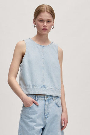 Raina Denim Top Ultra Light Blue
