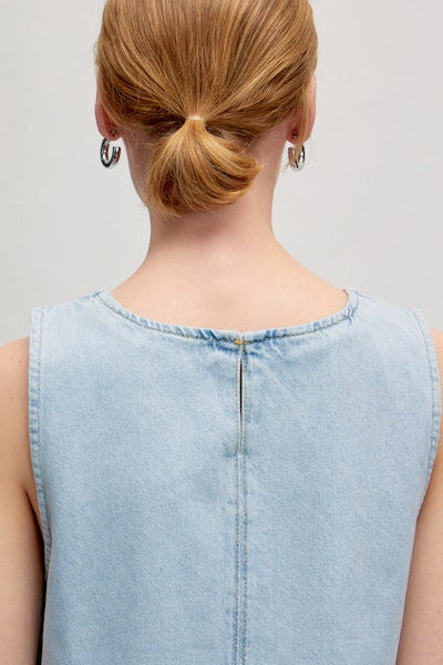 Raina Denim Top Ultra Light Blue