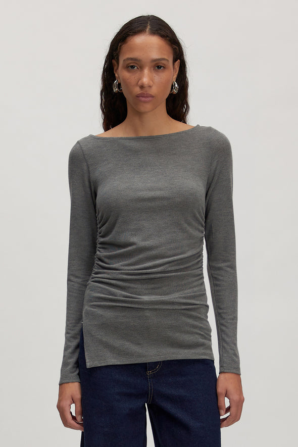 Imelda LS Top Dark Grey Melange