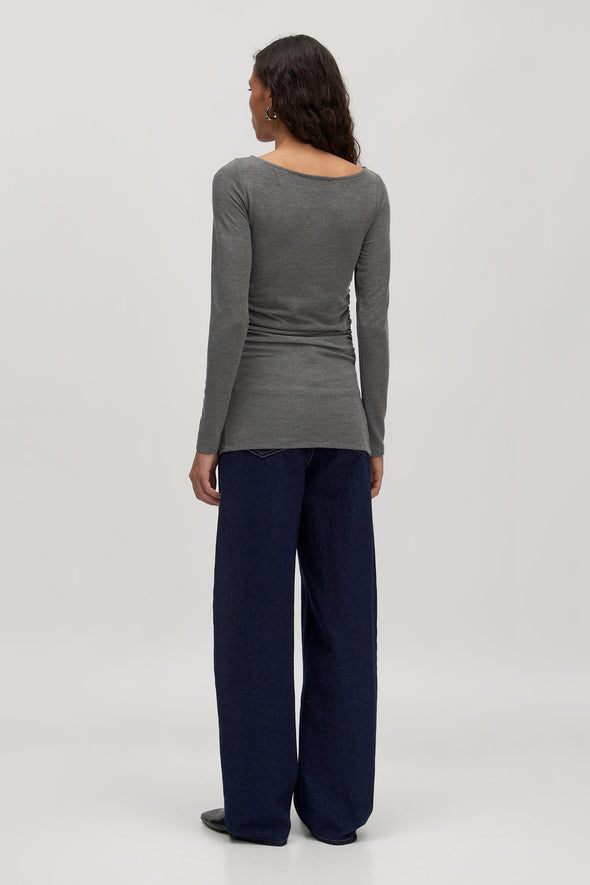 Imelda LS Top Dark Grey Melange