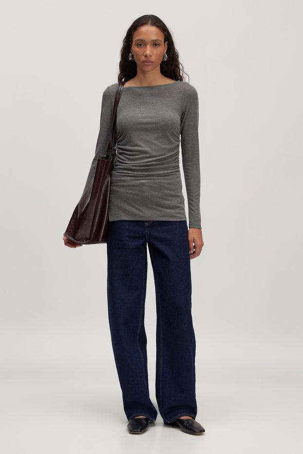 Imelda LS Top Dark Grey Melange
