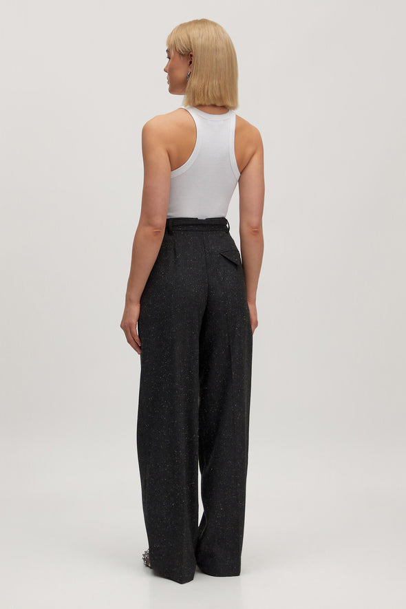 Benni Wool Trousers Dark Grey Melange
