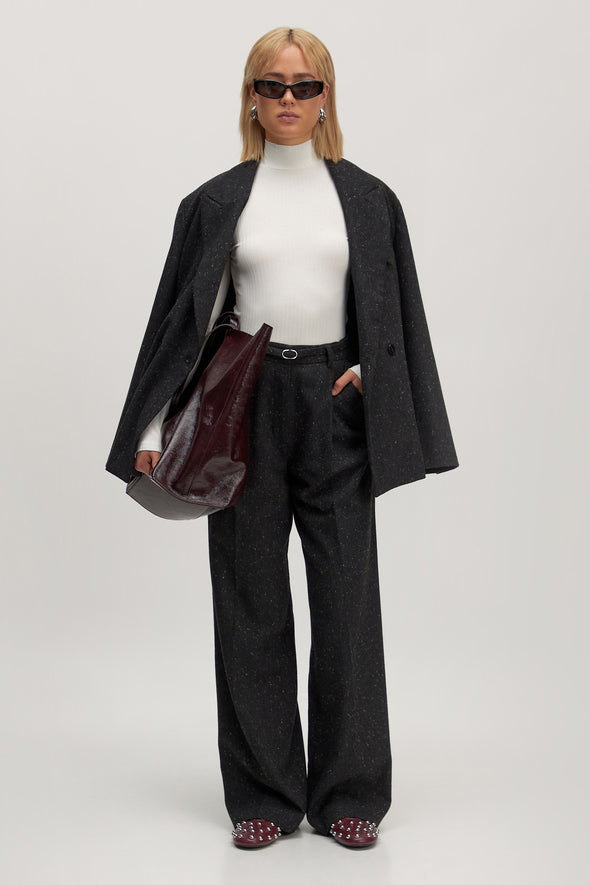 Benni Wool Trousers Dark Grey Melange