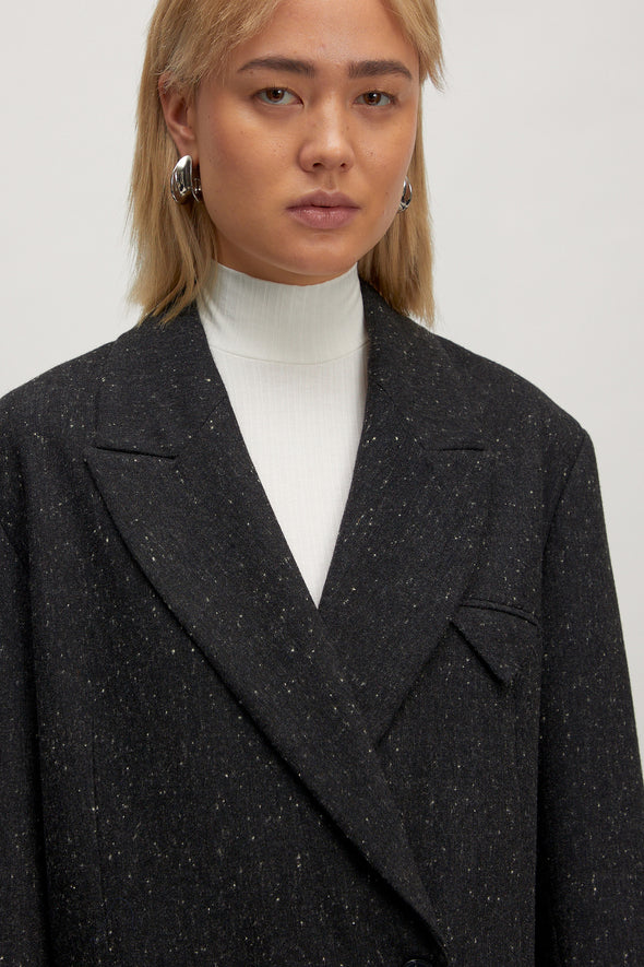 Cairo Wool Blazer Dark Grey Melange