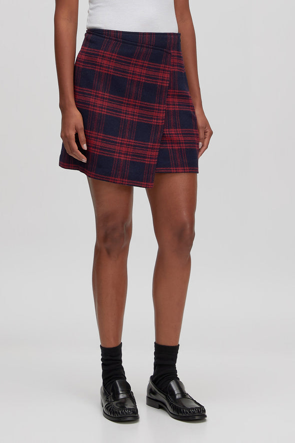 Simay Wool Check Skirt