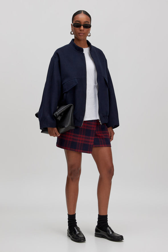 Simay Wool Check Skirt