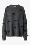 Bailee Bow Knit Dark Grey Melange