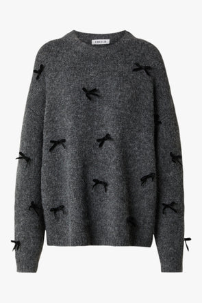 Bailee Bow Knit Dark Grey Melange