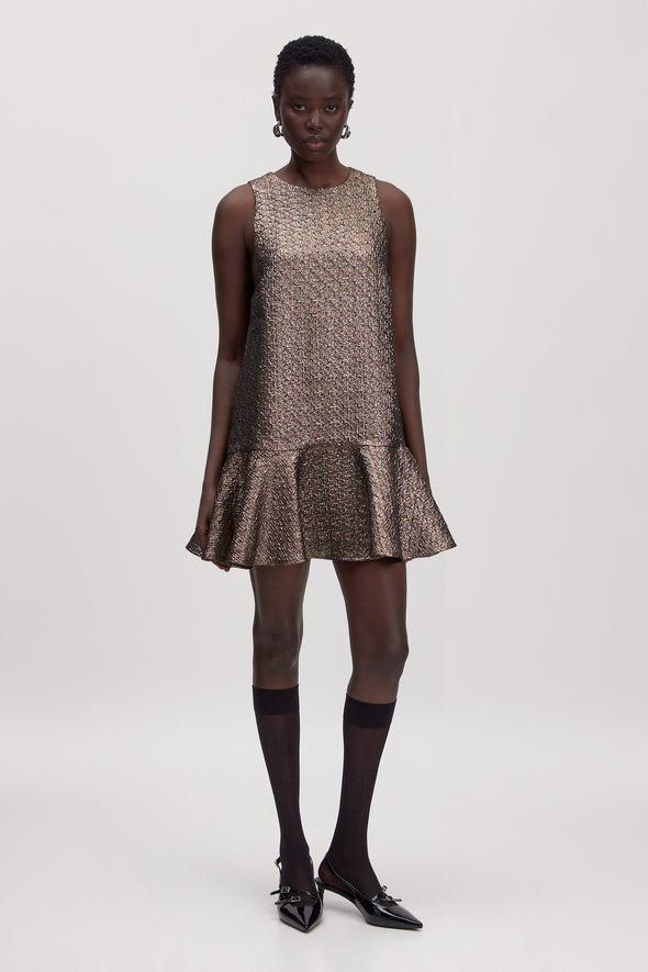 Zainab Dress Gold Jacquard