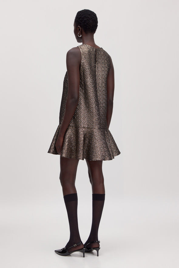 Zainab Dress Gold Jacquard