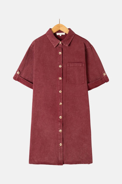 Castille Denim Dress Bordeaux